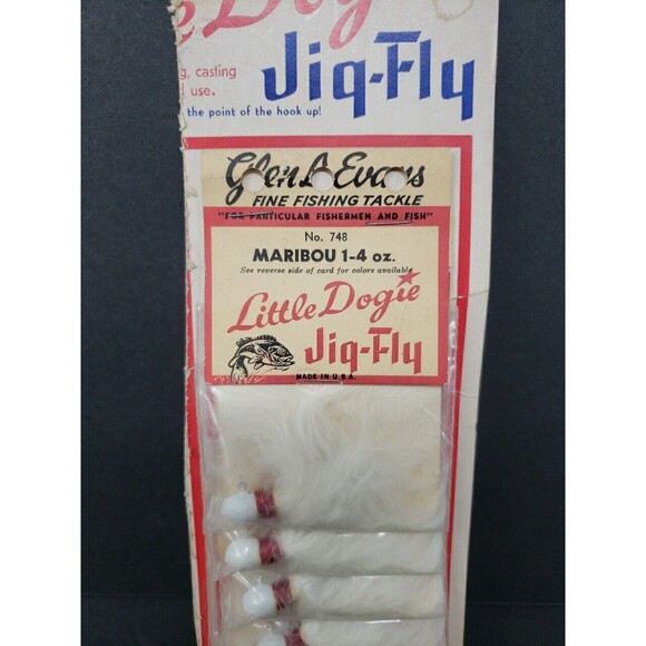 Glen L Evans Little Dogie Jig Fly NOS VTG 1950s On Original Card Display #748 WH - Picture 3 of 12